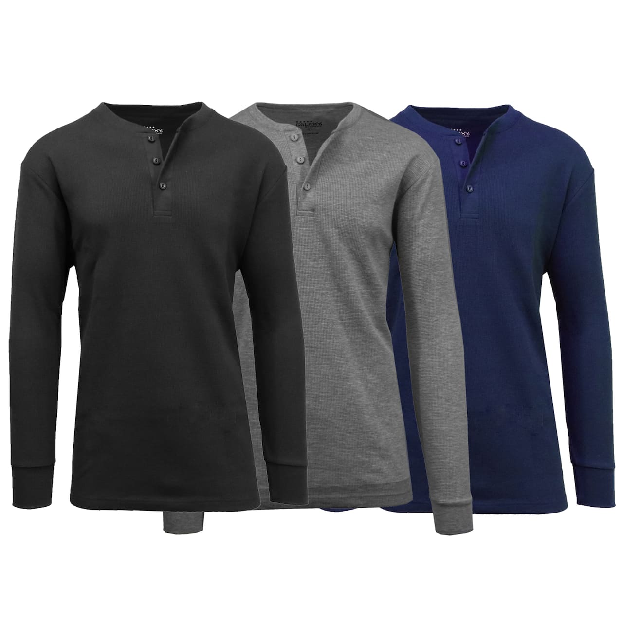 Men's Long Sleeve Waffle-Knit Thermal Henley Shirt 3 Pack
